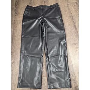 Talbots Faux Leather Straight Ankle Pants Solid Black Size 12